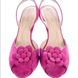 Kate Spade New York Pink Floral Suede Slingback 8B